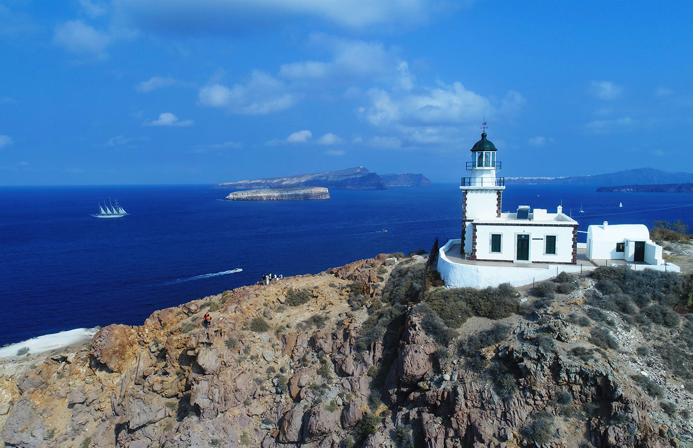 Akrotiri Lighthouse - SantiMaris Boat Hire in Santorini Greece